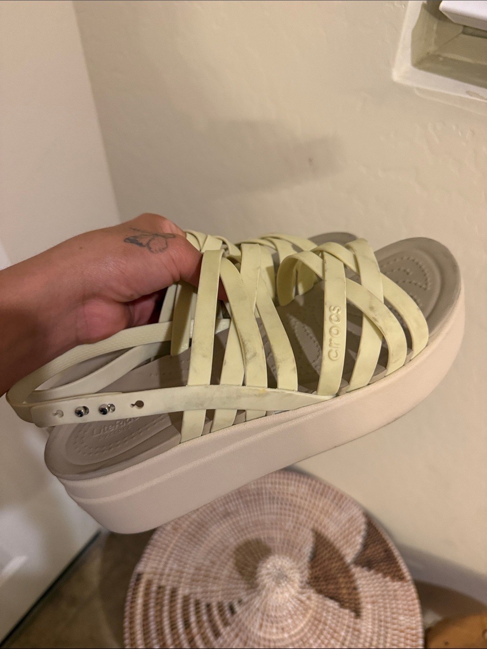 CROCS Women's Woven Platform Sandal in Light Yellow